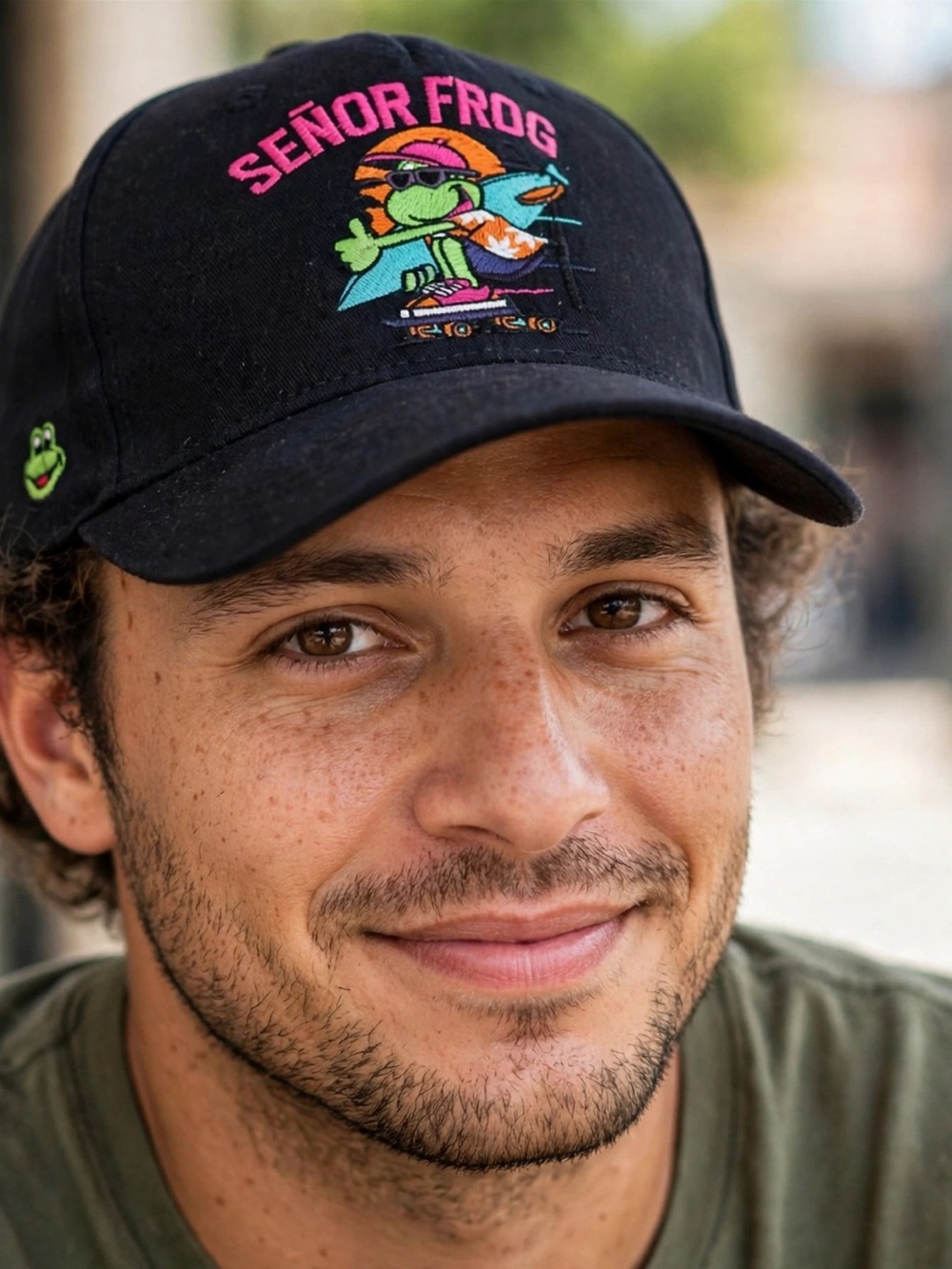 Dark Navy Senior Frogs Cap with Colorful Hot Pink Embroidery Like New.